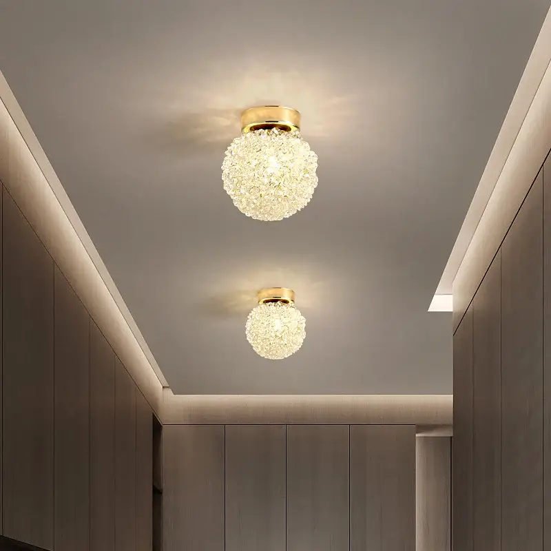 Vente Directe Plafonnier moderne en cristal clair et métal doré