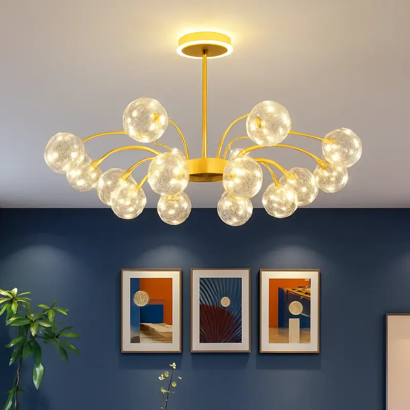 Quantité Limitée Lustre led de luxe en fer avec boules de verre étoilées