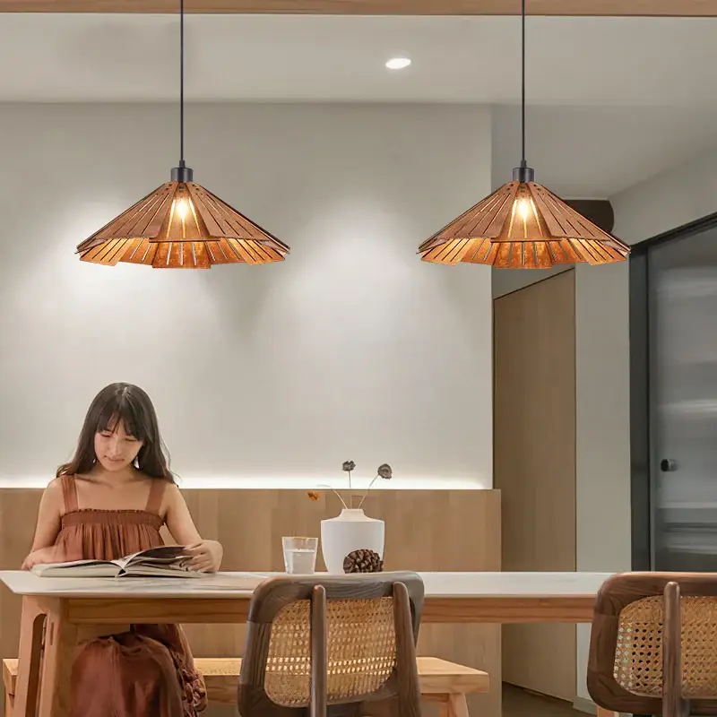Prix Cassé Suspension en bois rétro japonais pour décoration intérieure
