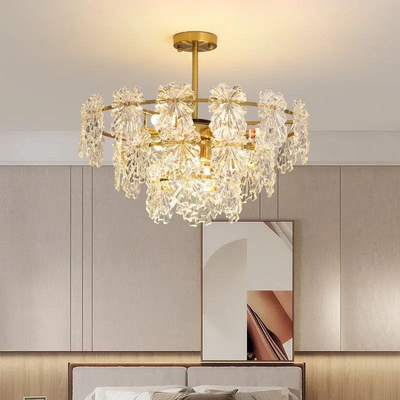 Offre Limitée Lustre moderne en cristal avec fleurs luminaire suspendu