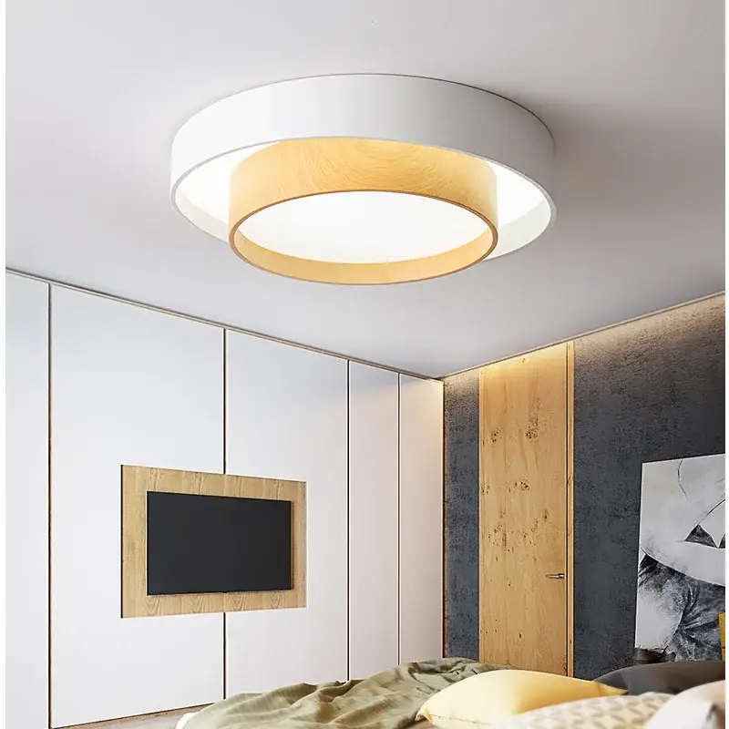 Plafonnier led en bois simple pour entrée et couloir Solde