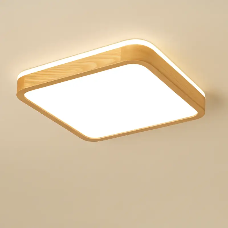 Réduction Plafonnier led rond carré bois dimmable avec télécommande