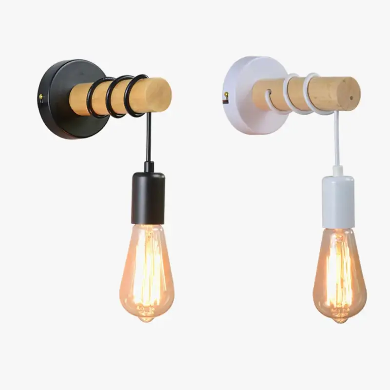 Offre Exclusive Applique murale moderne loft nordique en fer et bois luminaria