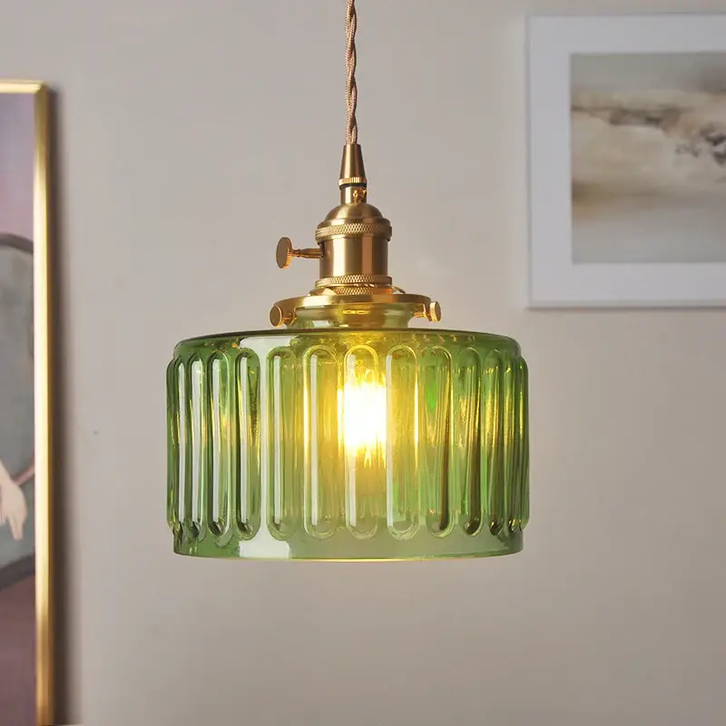Suspension nordique vintage rustique verre cuivre décoration wabi-sabi Expédition Rapide