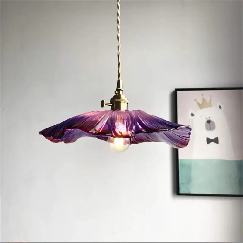 Offre Limitée Suspension rétro en laiton verre forme fleur décoration maison