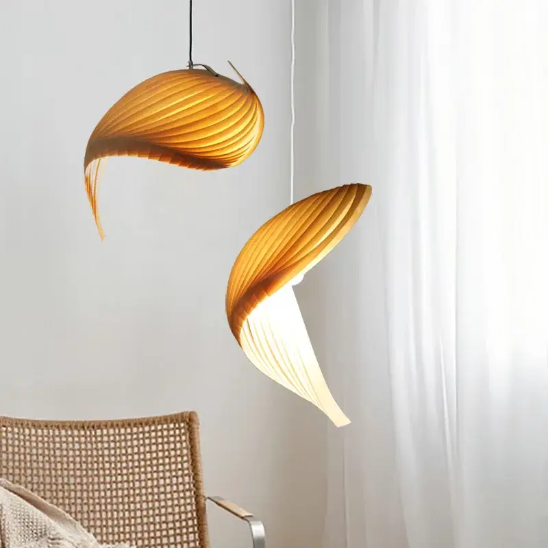 Suspension led en érable plissée design japonais Bon Marché