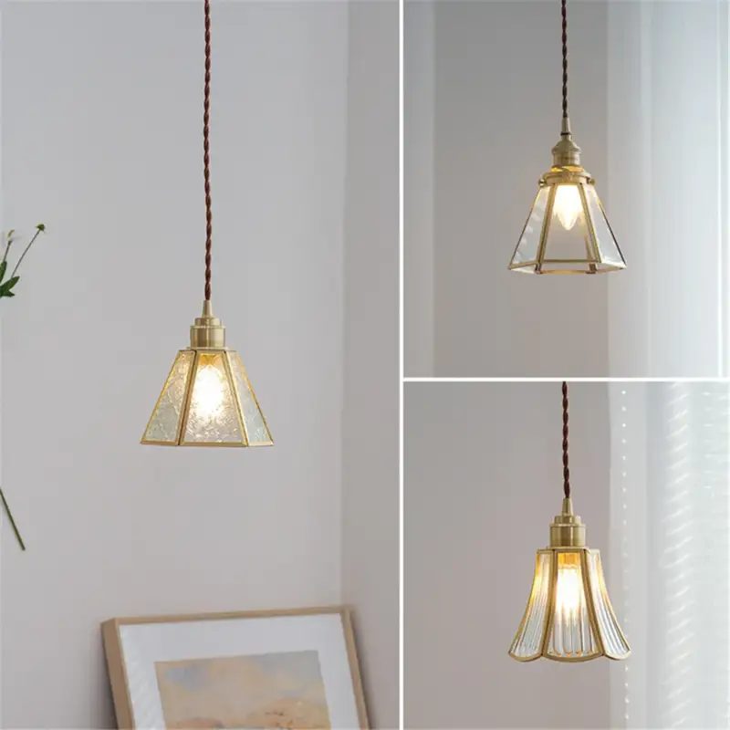 Suspension vintage nordique en cuivre et verre luminaire décoratif Meilleur Choix