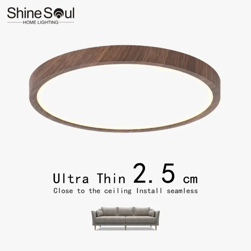 Plafonnier led ultra-mince circulaire grain de bois 3 tons lumière Prix Réduit