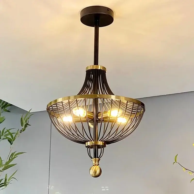 Réduction Lustre rétro led en fer avec suspension pour décoration américaine
