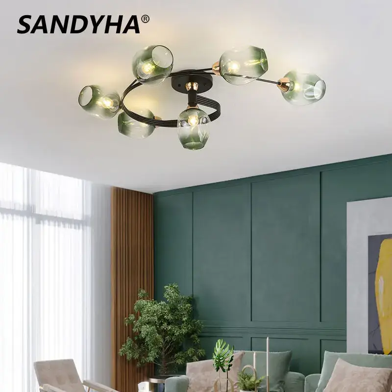 Acheter En Ligne Lustre moderne nordique en spirale en verre et fer
