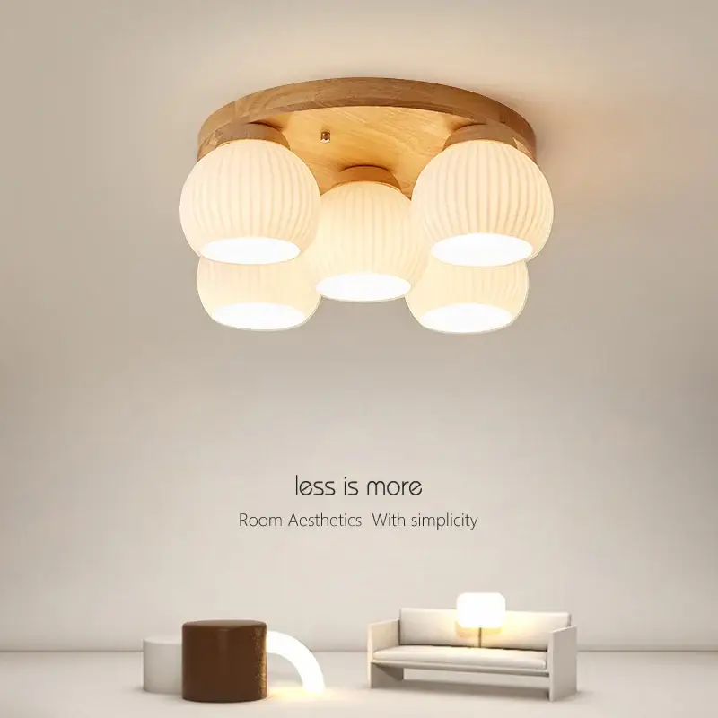 Nordic log pendant light japanese tatami solid wood ceiling lamp Pas Cher
