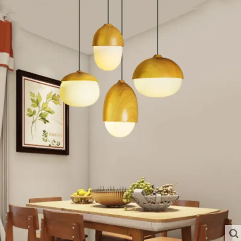 Top Vente Modern round led chandelier in wood and wrought iron