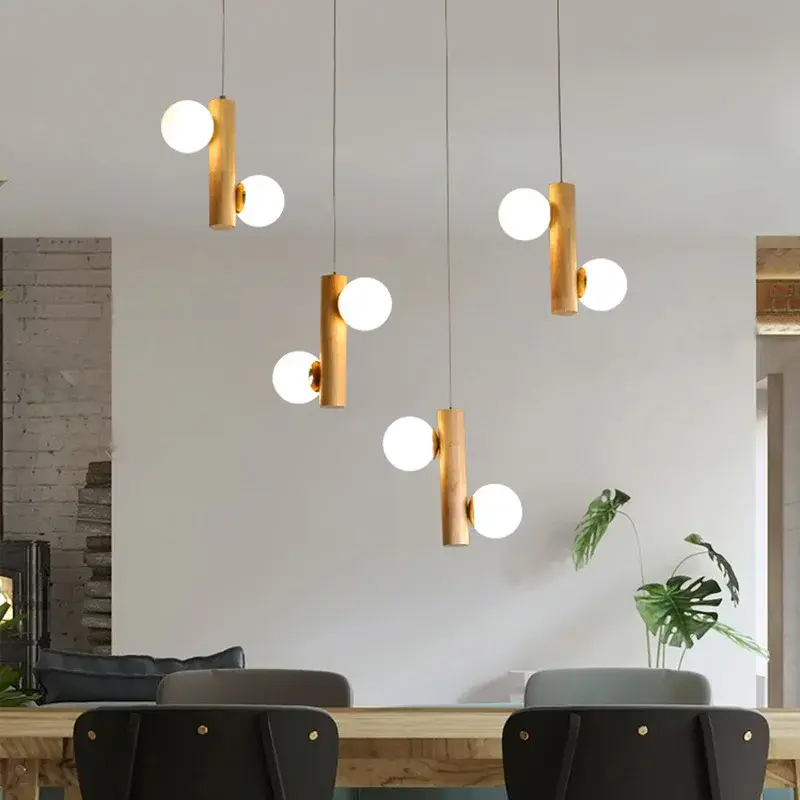 Post-modern wooden pendant light with simple design Haute Qualité