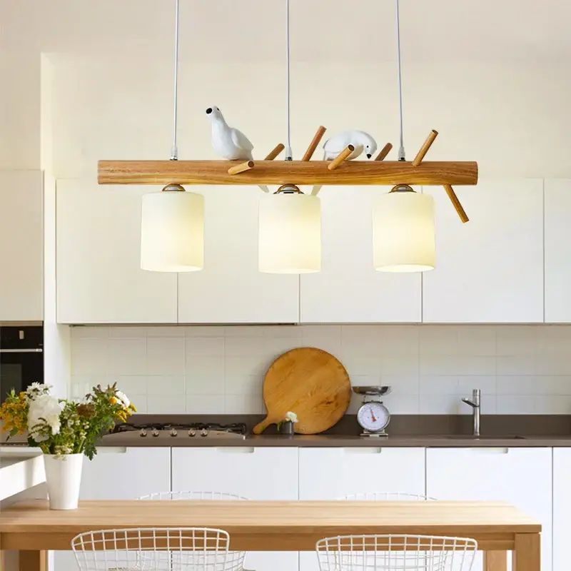 Nordic wooden bird led table lamp with pendant Produit De Marque