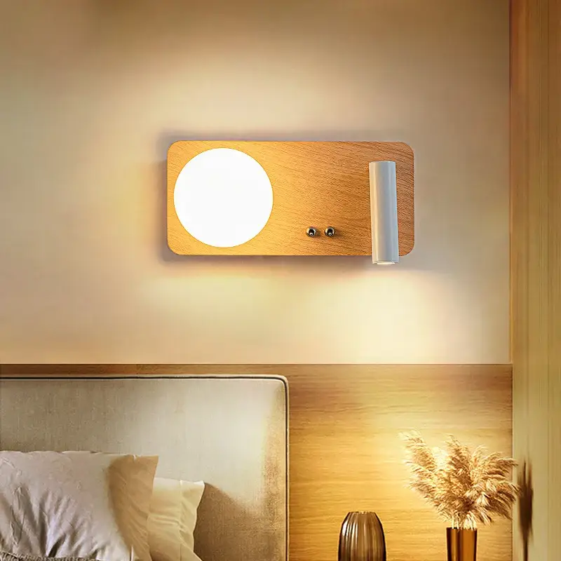 Offre Limitée Simple solid wood led wall light decorative magic bean study lamp