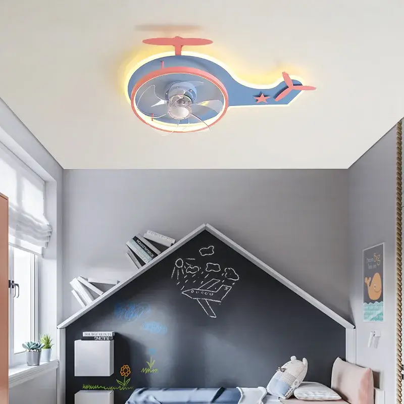 Nordic led ceiling light with fan adjustable airplane child remote … Meilleure Vente