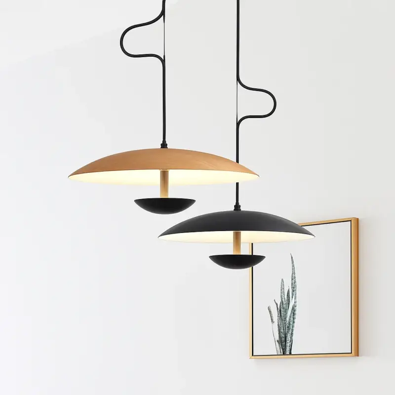 Nordic design led pendant light with wood grain decorative suspende… Offre Du Jour