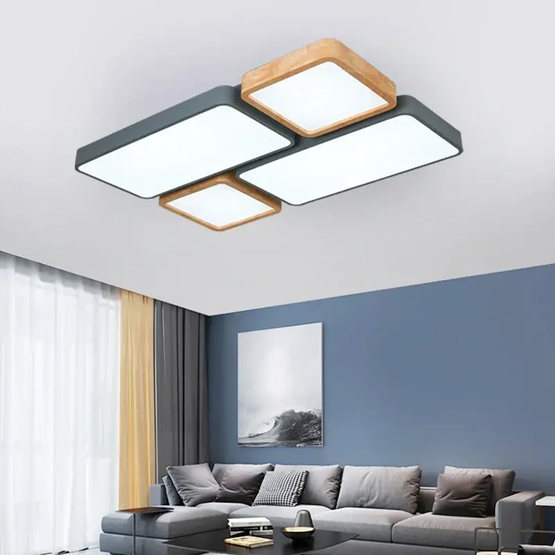Nordic recessed rectangular led wooden macaron ceiling light Meilleur Choix