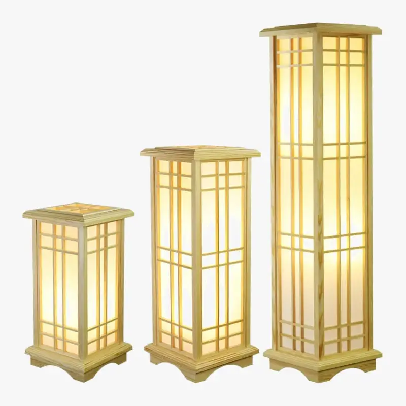 Seulement Aujourd&rsquo;hui Square solid oak floor lamp japanese tatami style led