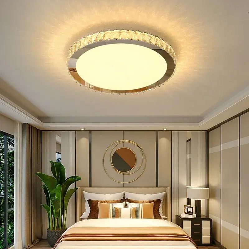 Nouvelle Collection Luxurious nordic round k9 crystal led ceiling light romantic and cosy