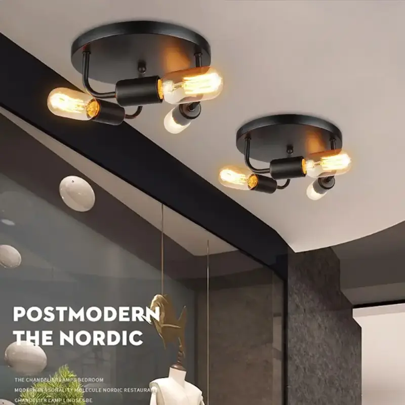 Retro industrial three head iron ceiling light Commande En Gros