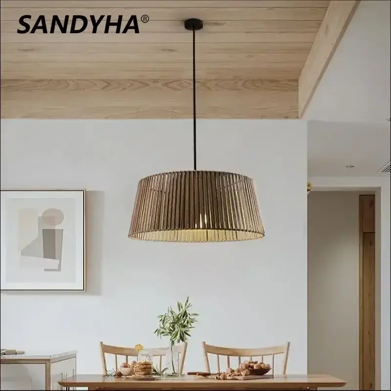 Offre Exclusive Nordic sandyha woven rope led pendant light for home decoration