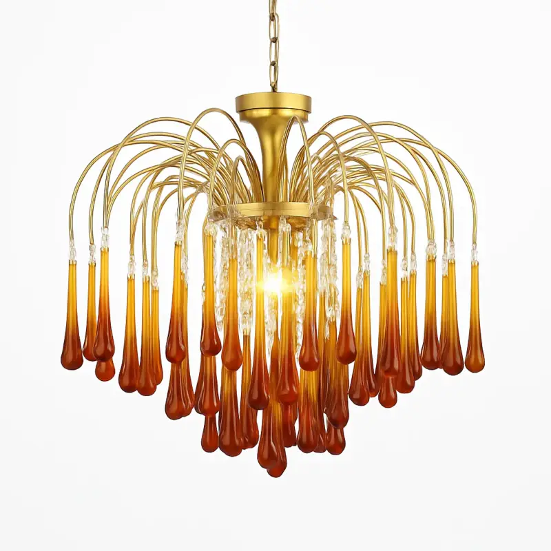 Vintage led amber glass chandelier for hotel and villa Populaire