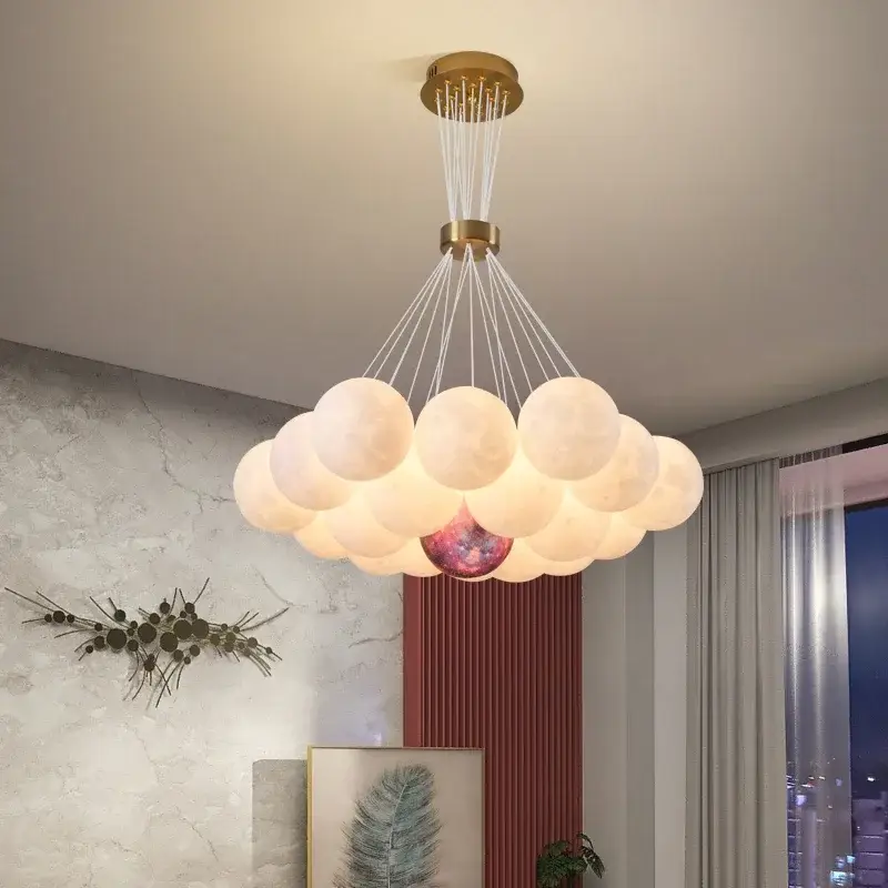 3d moon bubble ball led chandelier pendant light decoration Pas Cher