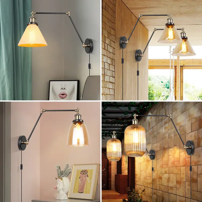 Nordic led wall light long glass arm with switch Expédié Aujourd&rsquo;hui