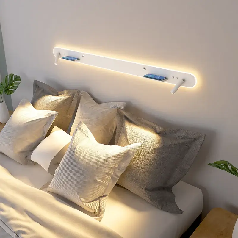 Multifunction led bedside wall light with usb port and wireless cha… Bon Marché