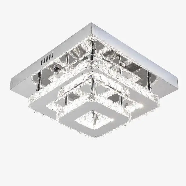 Square crystal and mirror led ceiling light Offre Du Jour