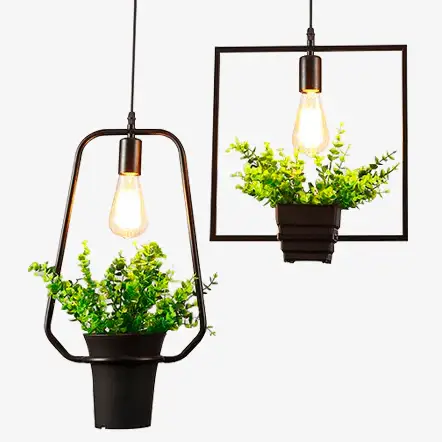 Shape pendant light with green plants trazos Acheter En Ligne