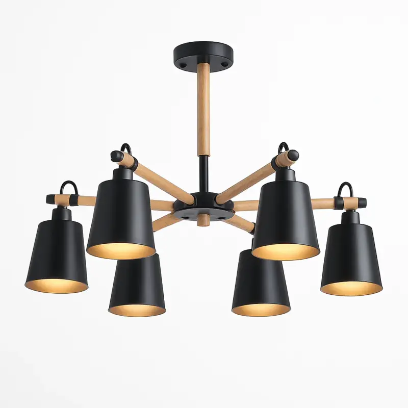 Rustic wood and metal ceiling light personality Acheter En Ligne