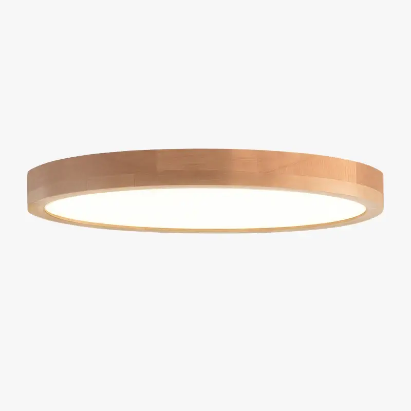 Ultra-slim round wooden led ceiling light Prix Réduit