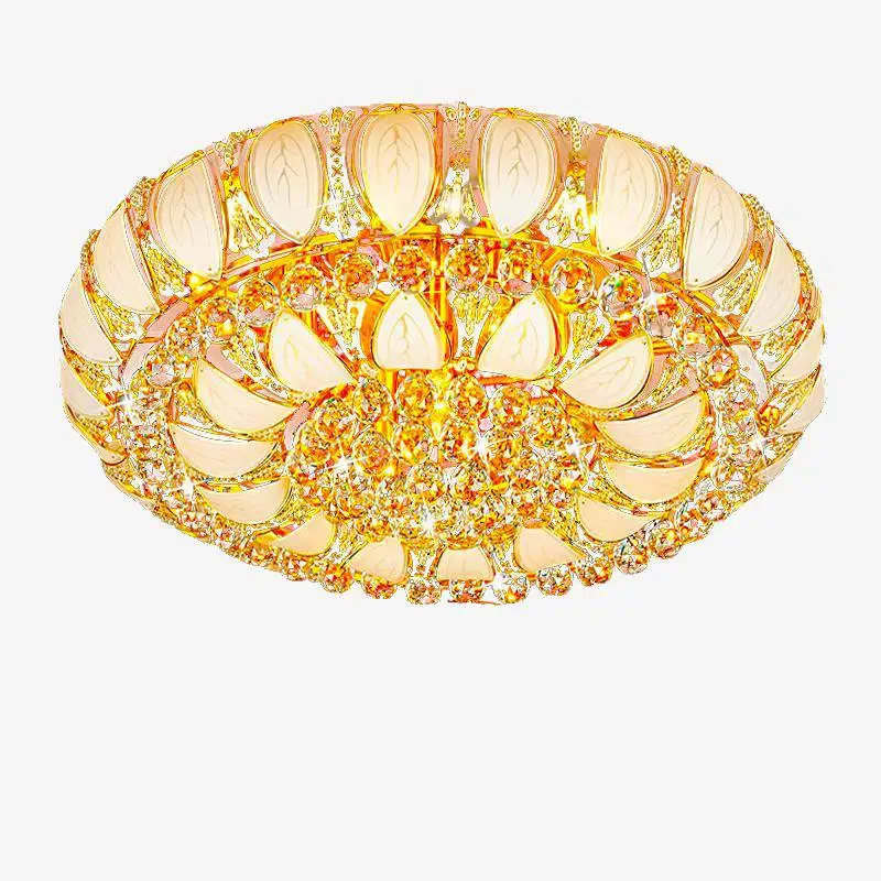 Solde Round glass and crystal ceiling light in gold