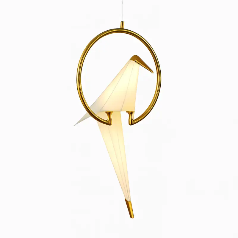 Offre Du Jour Design led pendant light bird in golden hoop