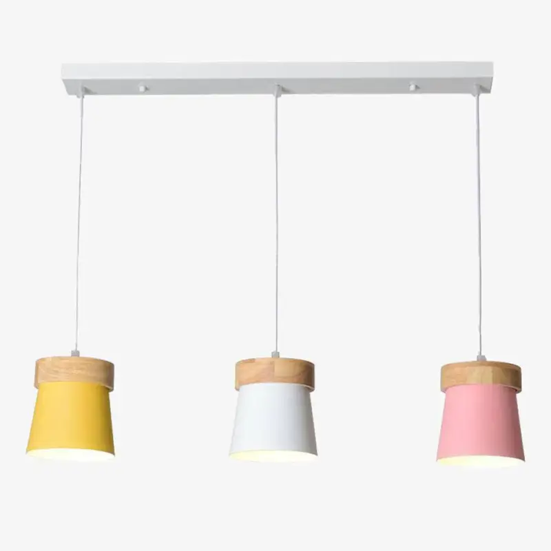Triple coloured wood and metal led pendant light Nouvelle Collection