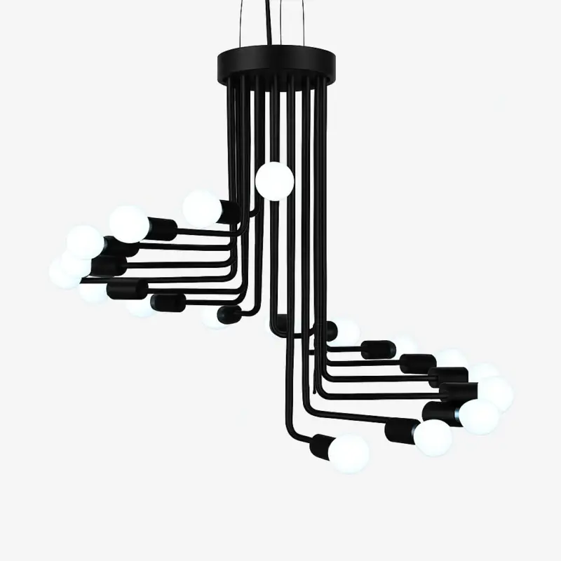 Black designer chandelier with multiple staircase-style branches Offre Du Jour
