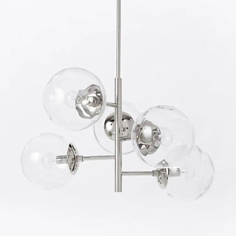 Bon Marché Designer chandelier with glass bubbles and chrome branches bubble