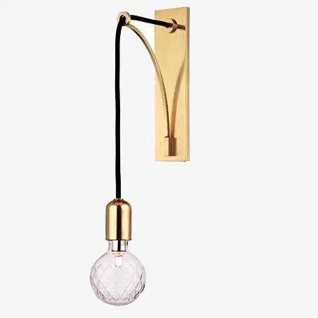 Paiement Sécurisé Gold designer wall light with hanging bulb