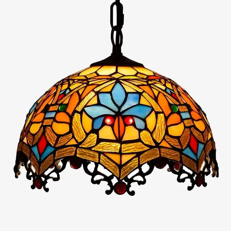Jusqu'à Épuisement Des Stocks Tiffany coloured stained glass pendant light mediterranean