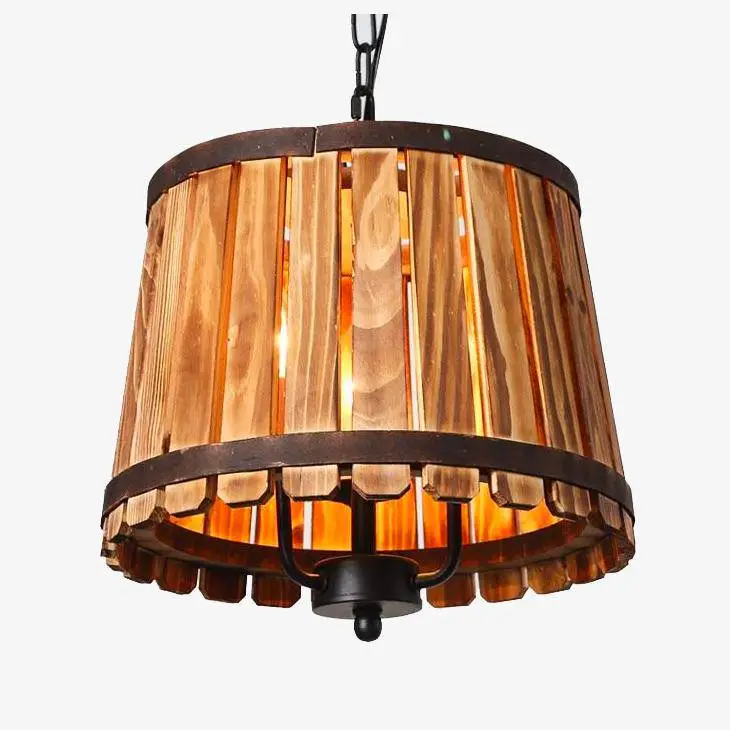 Antique wooden barrel pendant light bucket Expédié Aujourd'hui