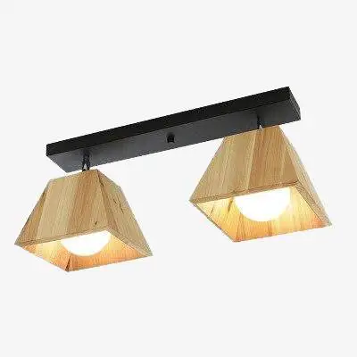 Ceiling light with japanese-style wooden cone lamp Populaire