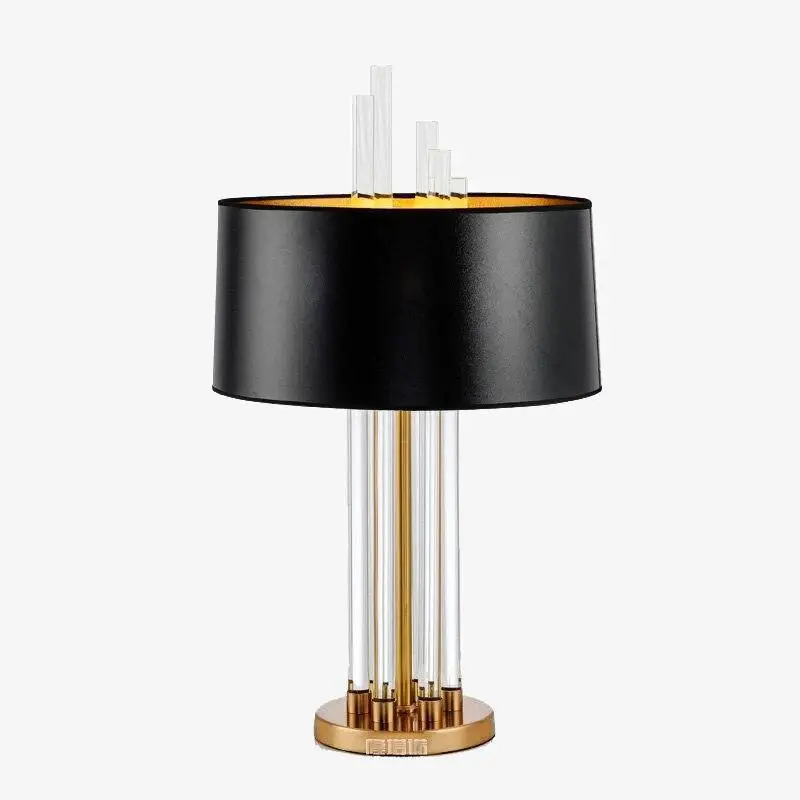 Gold glass bedside lamp with black designer shade Satisfait Ou Remboursé
