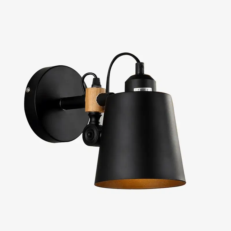 Designer black wood and metal wall light sitting Prix Choc