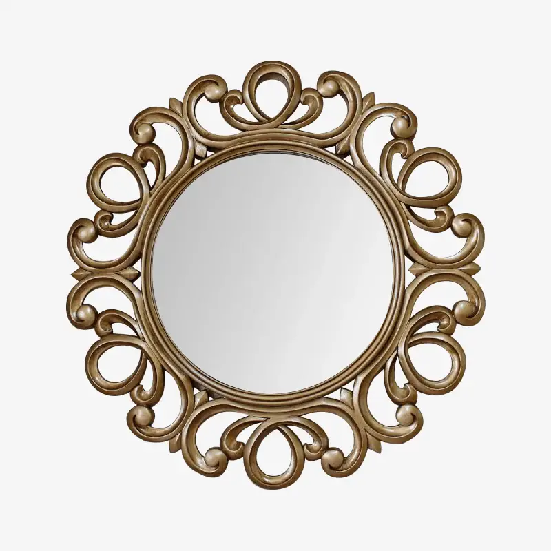 Réduction Decorative wall mirror 63cm round golden retro