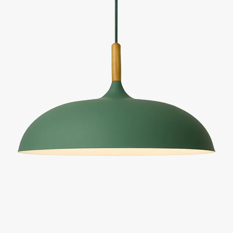 Promotion Coloured aluminium pendant light with wood stem wood