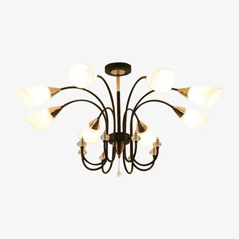 Soldes Led chandelier with curved arms and glass lamps for living room