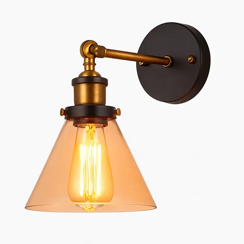 Authentique Vintage rustic led wall light in glass and gold