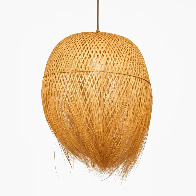 Round woven bamboo pendant light japanese style Remise